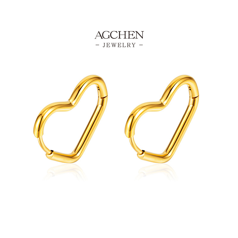 AGCHEN Stainless Steel Heart Earrings Dainty Love Jewelry Romantic Gift For Her Everyday Wear AG802
