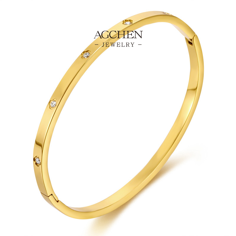 AGCHEN Stainless Steel Zirconia Bracelet Bangle Set Classic Jewelry One Stop Supply Chain Wholesale AG1146