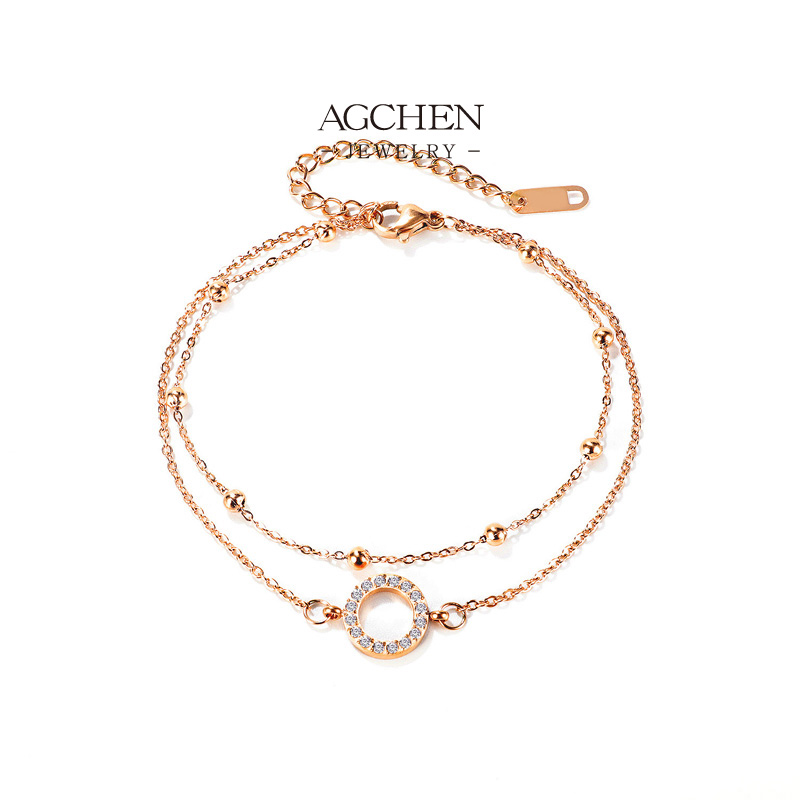 AGCHEN Stainless Steel Double Circle Chain Bracelet Modern Stackable Jewelry One Stop Supply Chain B2B AG1024