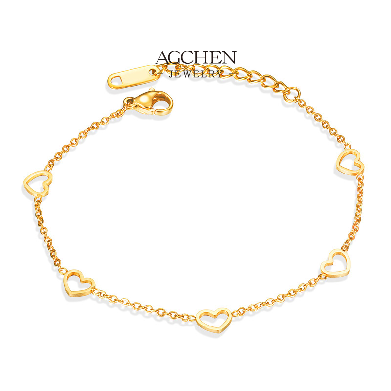 AGCHEN Stainless Steel Heart Link Bracelet One Stop Service Integrated Supply Chain Wholesale Supplier AGS1063