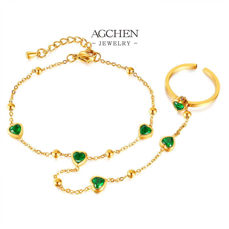 AGCHEN Stainless Steel Bracelet Ring Set Matching Jewelry One Stop Supply Chain Integrated Service AG1558