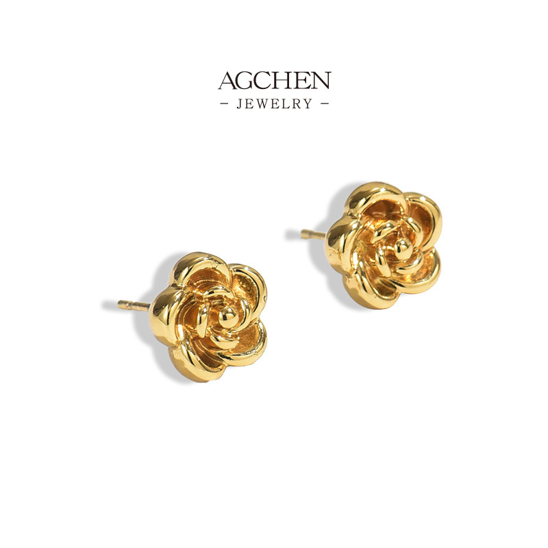 AGCHEN Stainless Steel Flower Stud Earrings One Stop Supply Chain Complete Jewelry Source B2B AGE1161