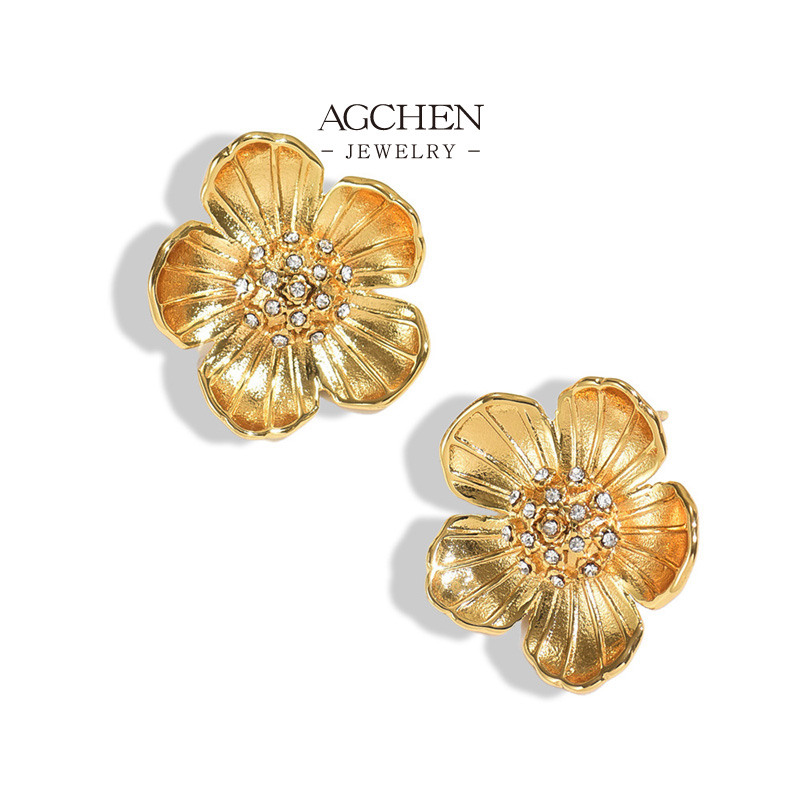 AGCHEN Stainless Steel Floral Earrings One Stop Supply Chain Wholesale Supplier AG1154