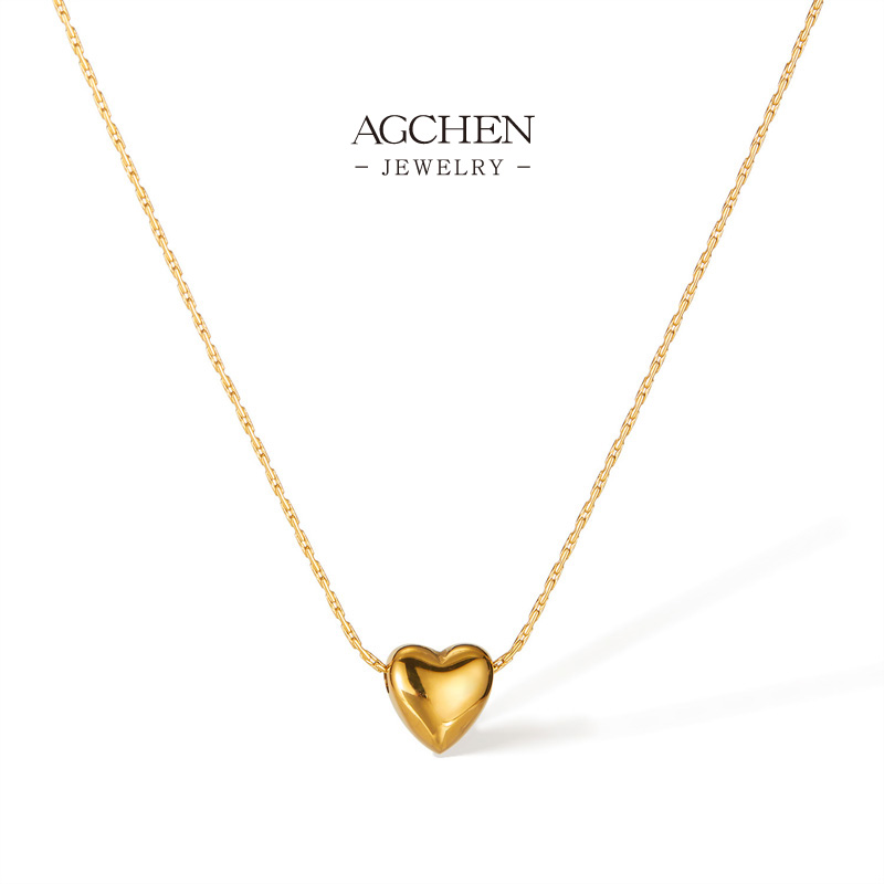 AGCHEN Stainless Steel Polished Heart Drop Necklace One Stop Supply Chain Complete Jewelry Source B2B AG2504