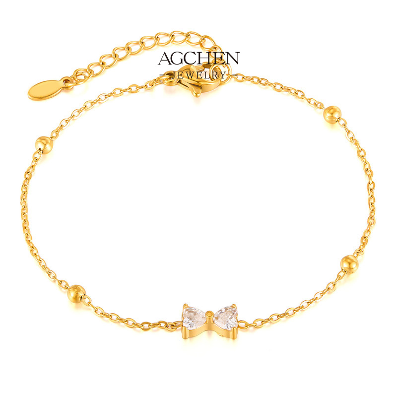 AGCHEN Stainless Steel Bow Knot Charm Bracelet One Stop Service Complete Supply Chain B2B Small MOQ AG1674