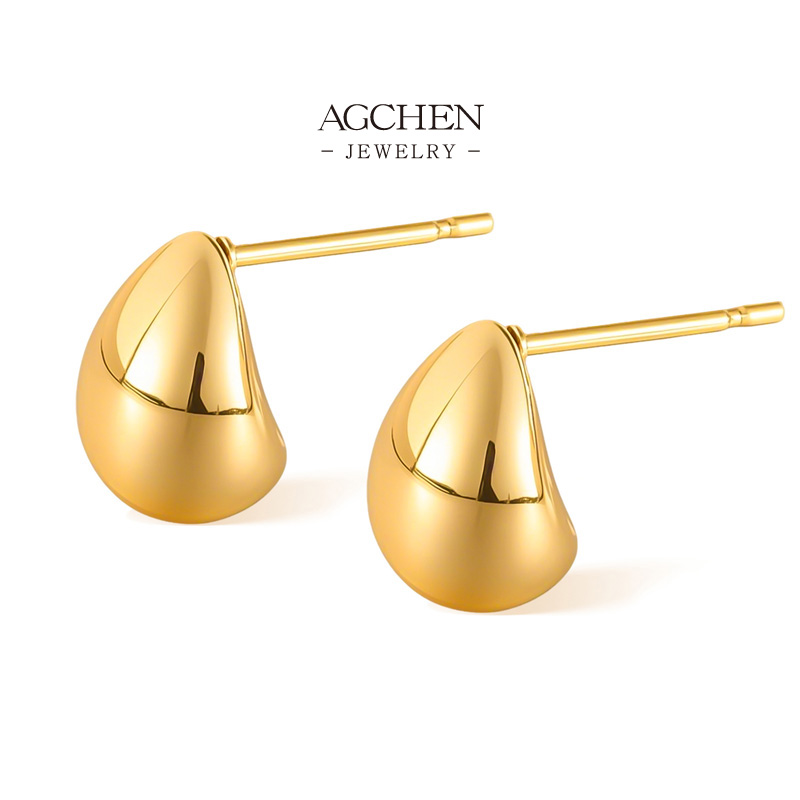 AGCHEN Stainless Steel Gold Bead Stud Earrings Minimalist Dainty Jewelry One Stop Supply Chain B2B AG1044