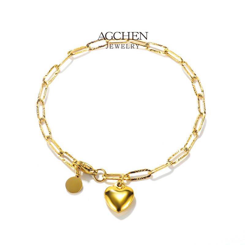 AGCHEN Stainless Steel Heart Charm Bracelet One Stop Service Integrated Supply Chain Wholesale Supplier AGB1161