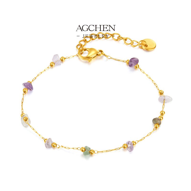 AGCHEN Stainless Steel Natural Stone Bead Bracelet One Stop Supply Chain Complete Jewelry Solution Wholesale AG1389