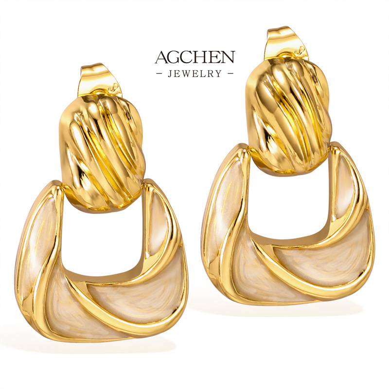 AGCHEN Stainless Steel Gold Waterproof Hoop Earrings One Stop Supply Chain Wholesale Small MOQ AG1142